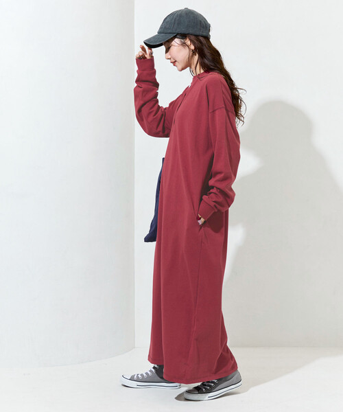 ワンピース 限定展開　USAコットン ヘンリーネック ロングスリーブ ワンピース | FREAK'S STORE | 20