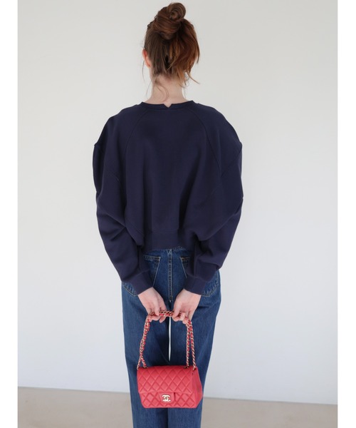 トップス AMOMMA PUFF SLEEVE SWEAT navy AMOMMA（アモマ） トレーナー スウェット PUFF SLEEVE SWEAT 起毛なし
