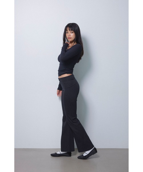 alexia stamターンアップウエストパンツ BLACK 新品S size ALEXIA STAM（アリシアスタン） パンツ Wellness Turn-up Waist Flared