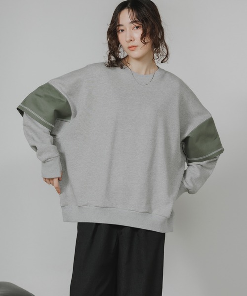 トレーナー スウェット Garance et VioLette/ギャランスエトヴィオレット フェイクレイヤード 切り替えデザイン ビッグスウェット