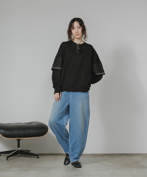 トレーナー スウェット Garance et VioLette/ギャランスエトヴィオレット フェイクレイヤード 切り替えデザイン ビッグスウェット_7