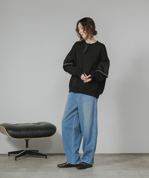 トレーナー スウェット Garance et VioLette/ギャランスエトヴィオレット フェイクレイヤード 切り替えデザイン ビッグスウェット_9