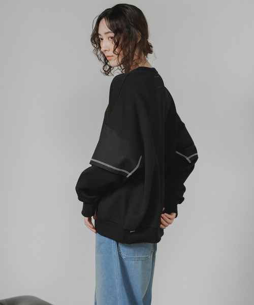 トレーナー スウェット Garance et VioLette/ギャランスエトヴィオレット フェイクレイヤード 切り替えデザイン ビッグスウェット_6