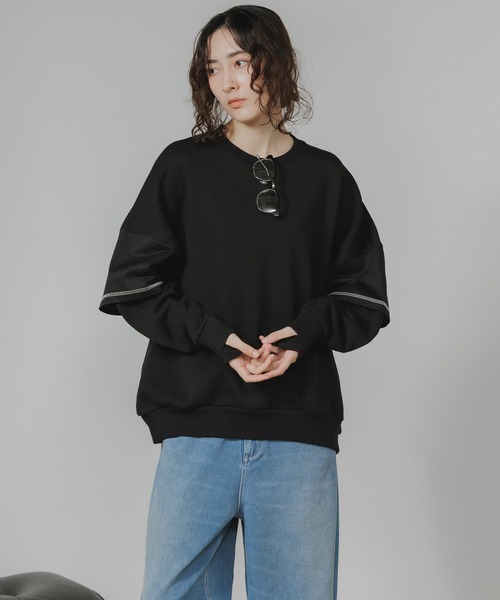 トレーナー スウェット Garance et VioLette/ギャランスエトヴィオレット フェイクレイヤード 切り替えデザイン ビッグスウェット_4