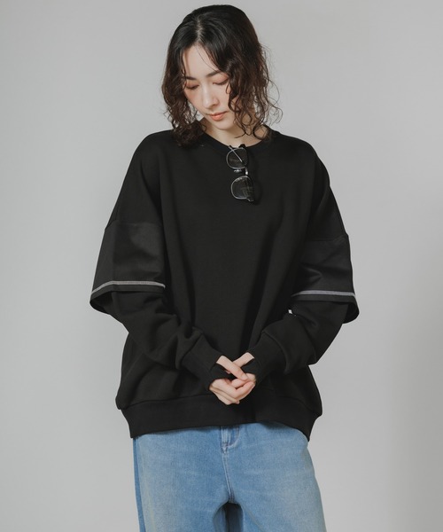 トレーナー スウェット Garance et VioLette/ギャランスエトヴィオレット フェイクレイヤード 切り替えデザイン ビッグスウェット_3