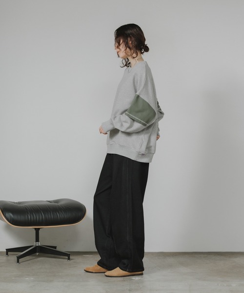 トレーナー スウェット Garance et VioLette/ギャランスエトヴィオレット フェイクレイヤード 切り替えデザイン ビッグスウェット_14