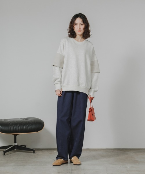 トレーナー スウェット Garance et VioLette/ギャランスエトヴィオレット フェイクレイヤード 切り替えデザイン ビッグスウェット_18