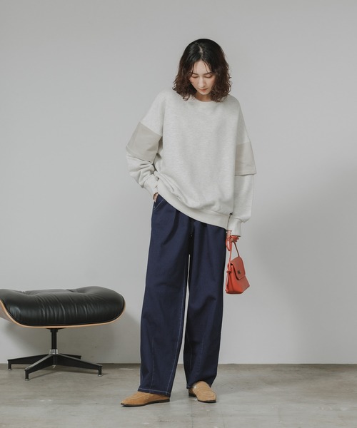 トレーナー スウェット Garance et VioLette/ギャランスエトヴィオレット フェイクレイヤード 切り替えデザイン ビッグスウェット_19