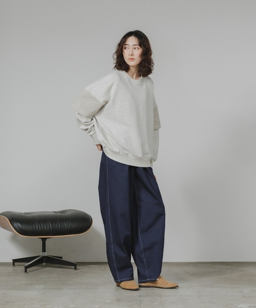 トレーナー スウェット Garance et VioLette/ギャランスエトヴィオレット フェイクレイヤード 切り替えデザイン ビッグスウェット_20