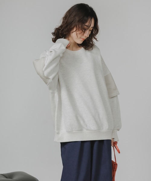 トレーナー スウェット Garance et VioLette/ギャランスエトヴィオレット フェイクレイヤード 切り替えデザイン ビッグスウェット_17