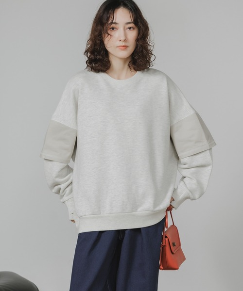 トレーナー スウェット Garance et VioLette/ギャランスエトヴィオレット フェイクレイヤード 切り替えデザイン ビッグスウェット_15