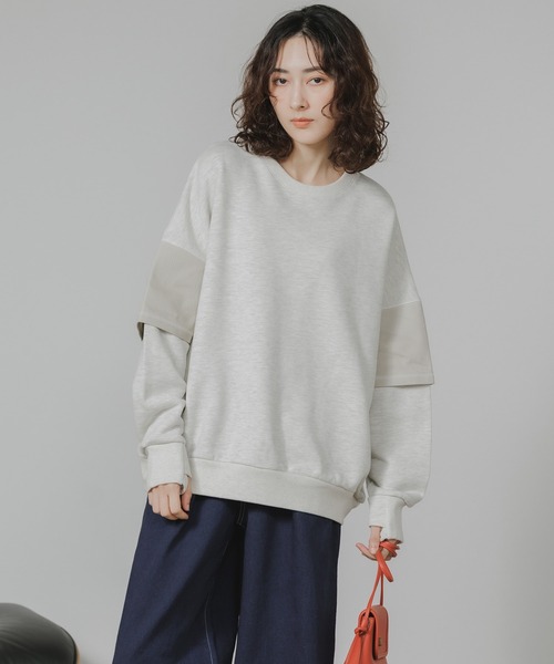 トレーナー スウェット Garance et VioLette/ギャランスエトヴィオレット フェイクレイヤード 切り替えデザイン ビッグスウェット_16