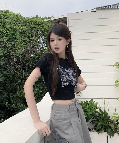 「shopnikoniko」 半袖カットソー フリー ホワイト レディース_画像5