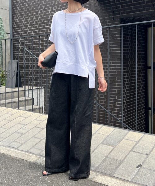 「Jena espace merveilleux」 半袖カットソー FREE チャコールグレー レディース_画像5