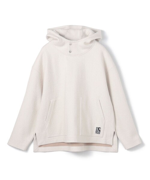 CABAN ホワイト フード付きニットパーカー M CABaN（キャバン） プルオーバーパーカー M ホワイト メンズ