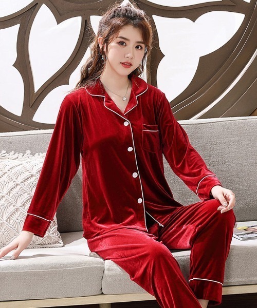 ARCADE パジャマ ルームウェア 上下セットアップ ベロア調 -ARCADE