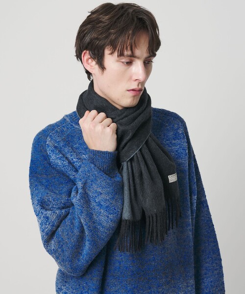 ユナイテッドアローズ カシミヤマフラー 新品 ブラック×グレー リバーシブル BEAUTY＆YOUTH UNITED ARROWS マフラー カシミヤ リバーシブル