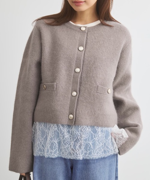 カーディガン フォックスアンゴラダブルフェイスニットジャケット 「低