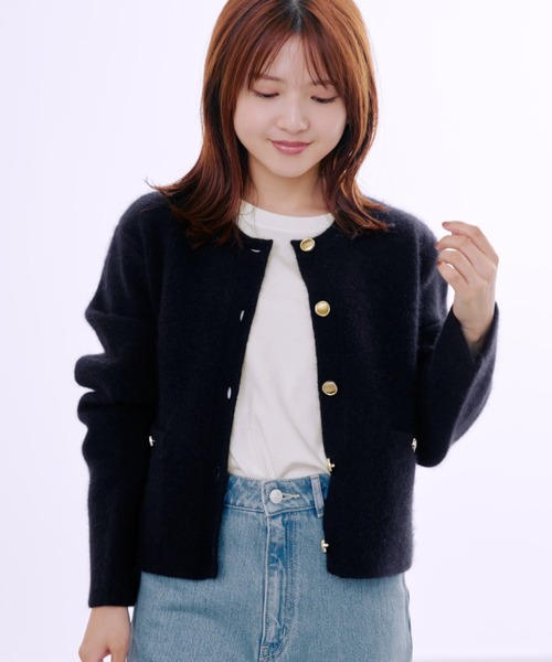 カーディガン フォックスアンゴラダブルフェイスニットジャケット 「低