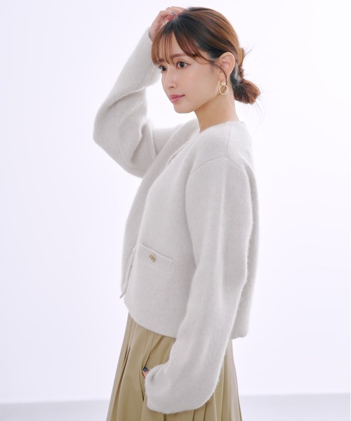カーディガン フォックスアンゴラダブルフェイスニットジャケット 「低