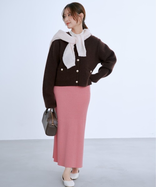 カーディガン フォックスアンゴラダブルフェイスニットジャケット 「低