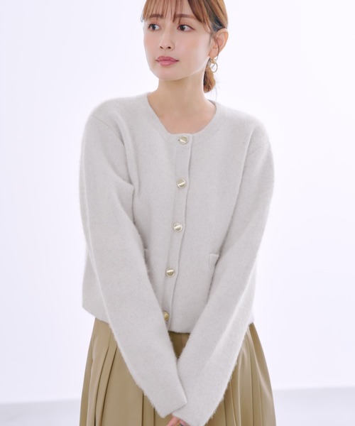カーディガン フォックスアンゴラダブルフェイスニットジャケット 「低