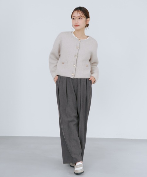 カーディガン フォックスアンゴラダブルフェイスニットジャケット 「低