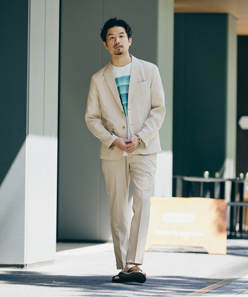 美品【EDIFICE】セットアップスーツ(ジャケット&パンツ)ライトグレー S位 417 EDIFICE（フォーワンセブンエディフィス） セットアップ M グレー