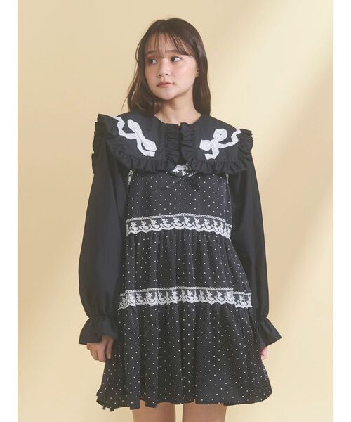 お得!大人気merryjenny ペティットフラワーベビードール♡ブラック♡♡ merry jenny（メリージェニー） チュニック Petitflowerベビードール