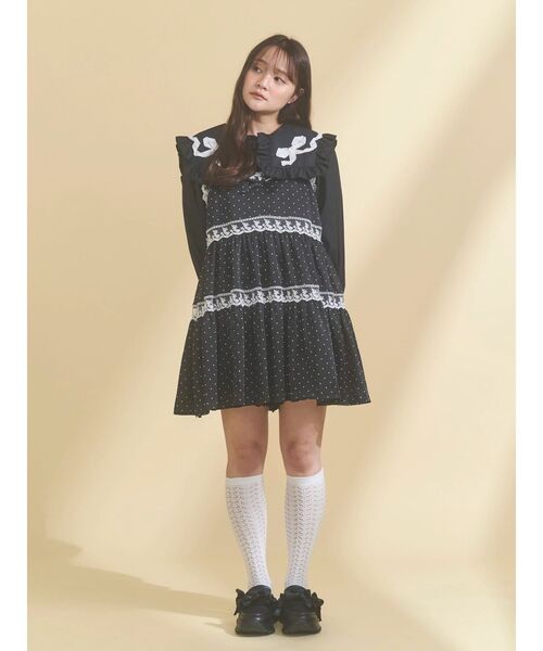お得!大人気merryjenny ペティットフラワーベビードール♡ブラック♡♡ merry jenny（メリージェニー） チュニック Petitflowerベビードール