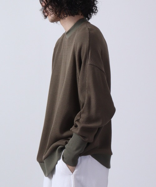 「a lit r」 長袖Tシャツ M カーキ メンズ_画像5