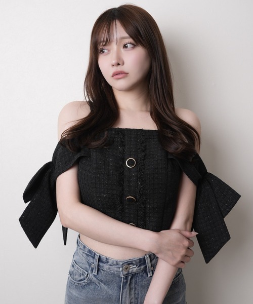 LIP SERVICE（リップサービス） tシャツ サイドリボンオフショル