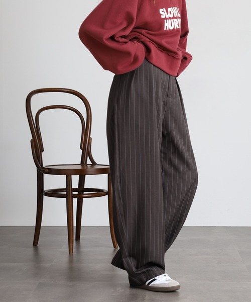 revertical ワイドパンツ スラックス ストライプカーブパンツ メンズ