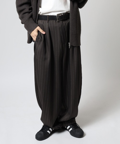 revertical ワイドパンツ スラックス ストライプカーブパンツ メンズ