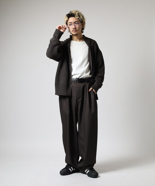 revertical スラックス ストライプカーブパンツ メンズ レディース