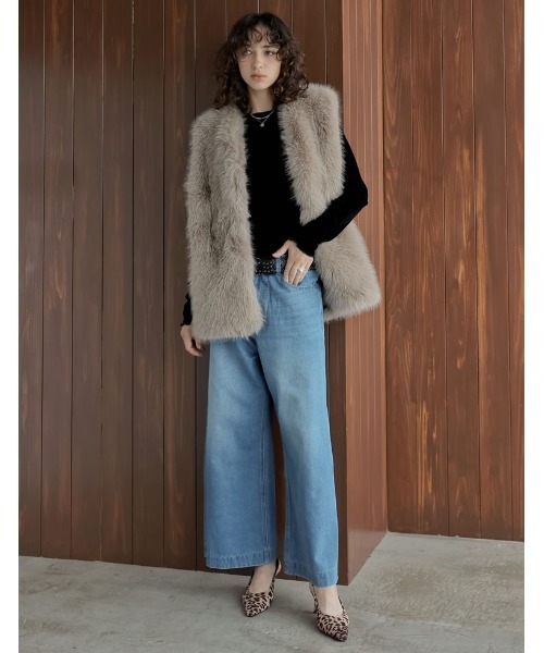 「Re:EDIT」 デニムパンツ MEDIUM ネイビー レディース_画像2