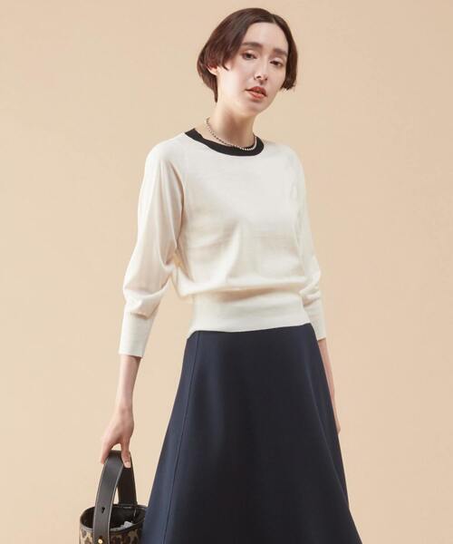 「martinique」 長袖ニット FREE ホワイト×ブラック レディース_画像2