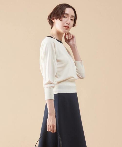 「martinique」 長袖ニット FREE ホワイト×ブラック レディース_画像3