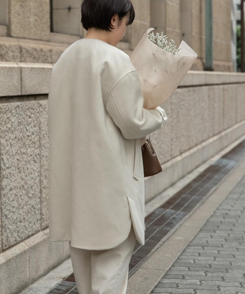 「FORK&SPOON」 ノーカラーコート 1 ベージュ レディース_画像5