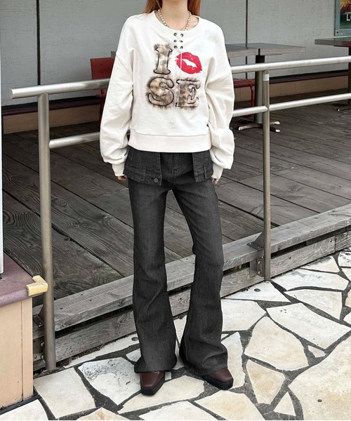 「sedacle girl」 スウェットカットソー FREE アイボリー レディース_画像8