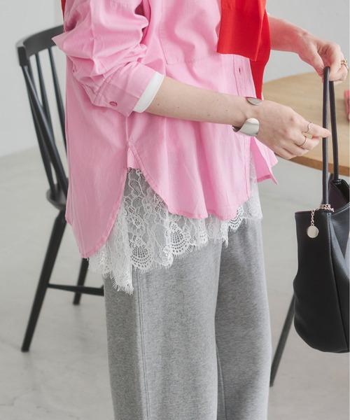 ANGIE tシャツ 裾レース ドッキング ロンT レディース : ZOZOTOWN