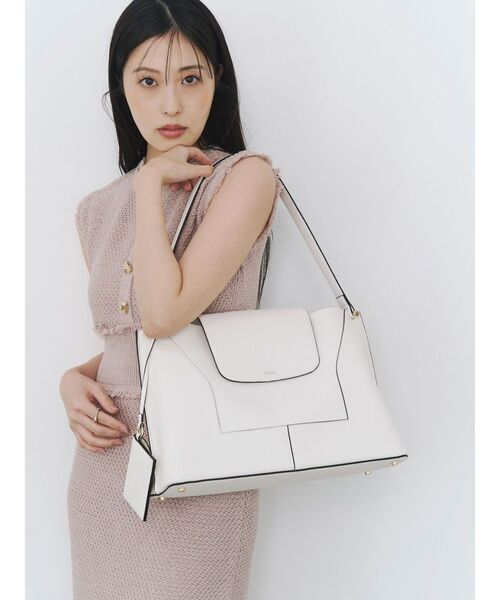 トートバッグ 「14inchPC/A4対応/パスケース付」フェイクレザーWideトートバッグ レディースの画像