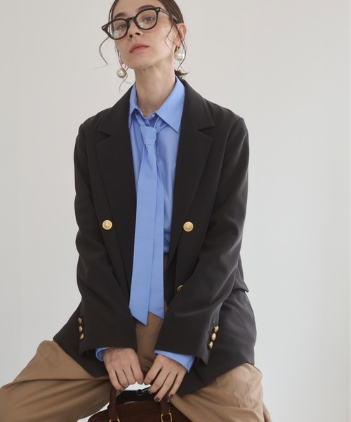 「ANGIE」 テーラードジャケット SMALL ダークグレー レディース_画像8