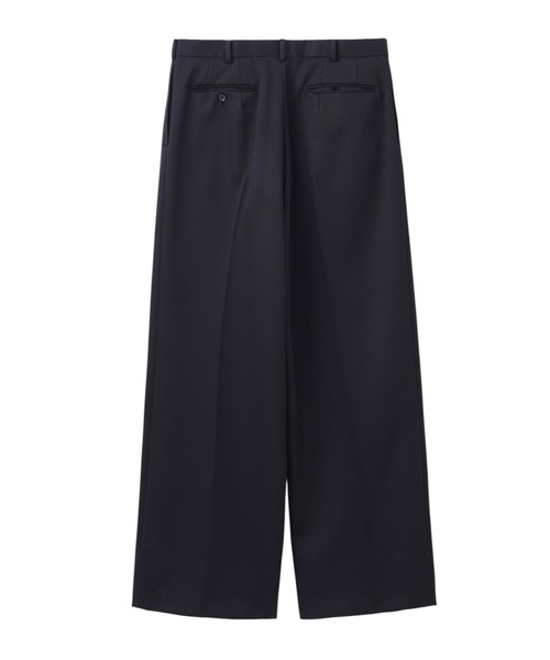 スラックス WOOL GABARDINE TUCKED WIDE TROUSERS メンズの画像
