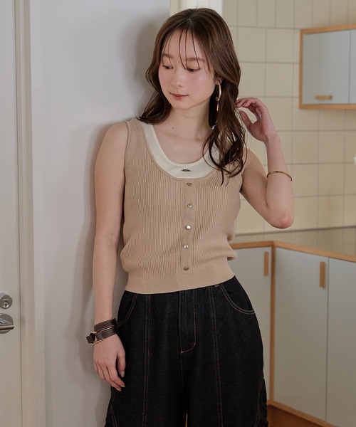 mideal（マイディール） タンクトップ ノースリーブ layered design