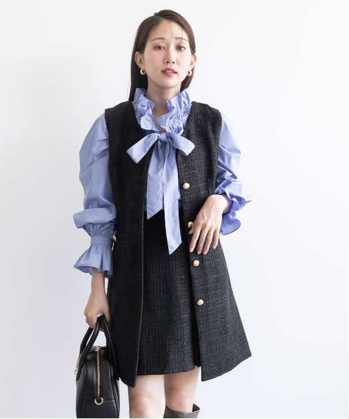 「RANDA」 ノースリーブワンピース 1 ブルー レディース_画像3