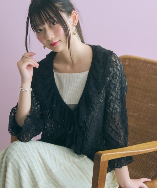 marun（マルン） カーディガン 夏 「大きいサイズ」レースショート