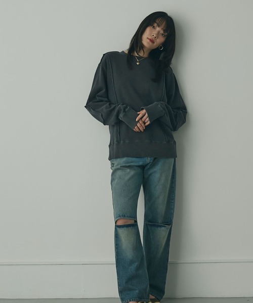 「mici」 スウェットカットソー ONE SIZE ブラック レディース_画像2