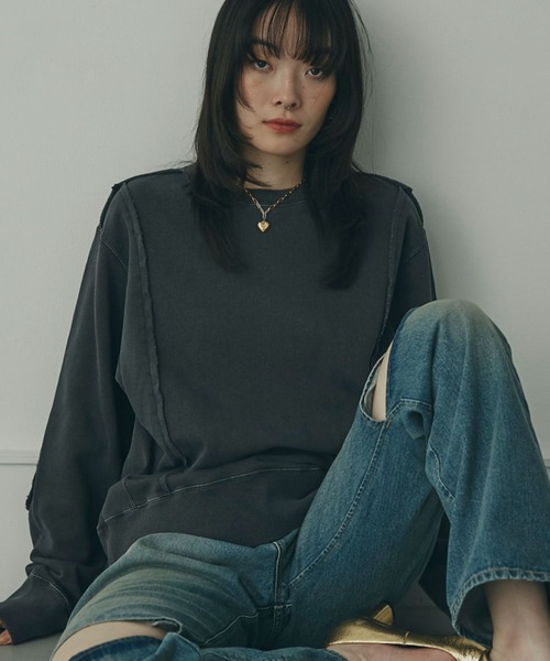 「mici」 スウェットカットソー ONE SIZE ブラック レディース_画像5