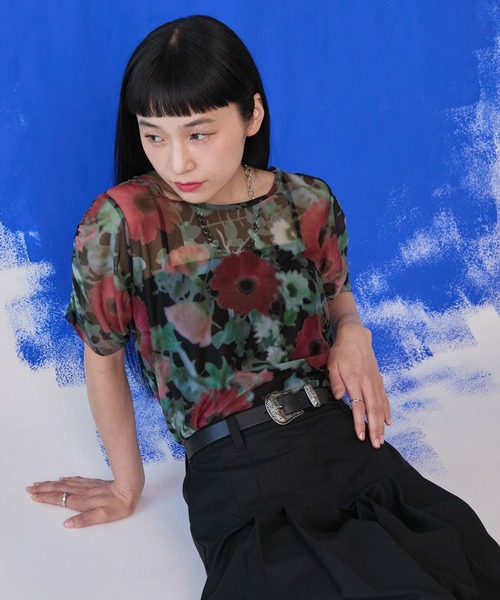 ELUNIS tシャツ 半袖 フラワーシアートップス レディース : ZOZOTOWN